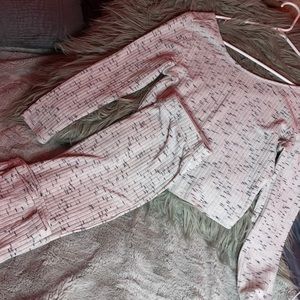 Two piece long sleeve crop top and skirt